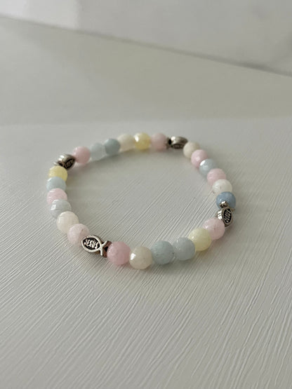 Multicolor Christian crystal beaded bracelet, stretch bracelet, stack bracelet, handmade bracelet, womens bracelet, charm bracelet