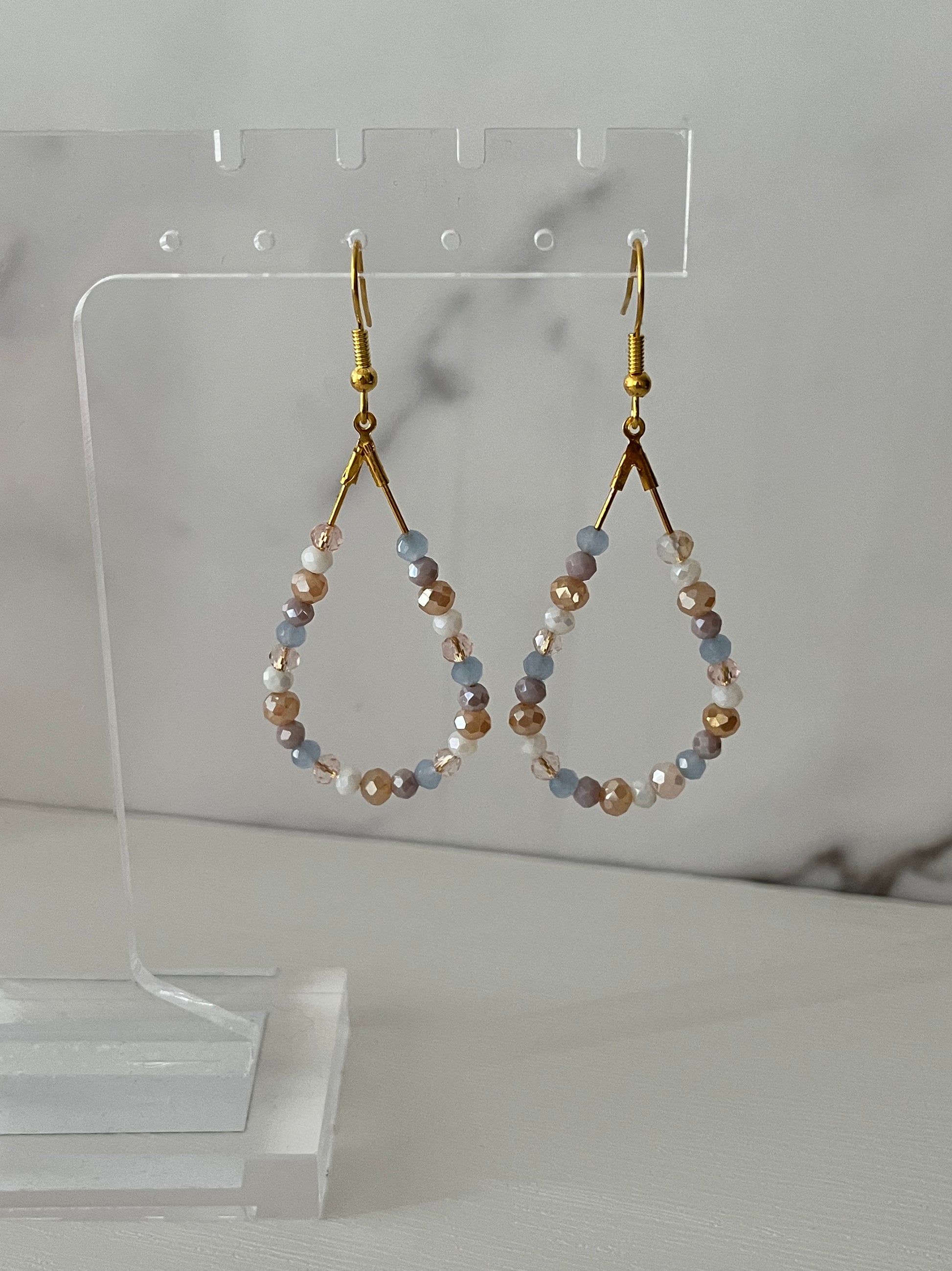 Sequined beaded romantic gold earrings