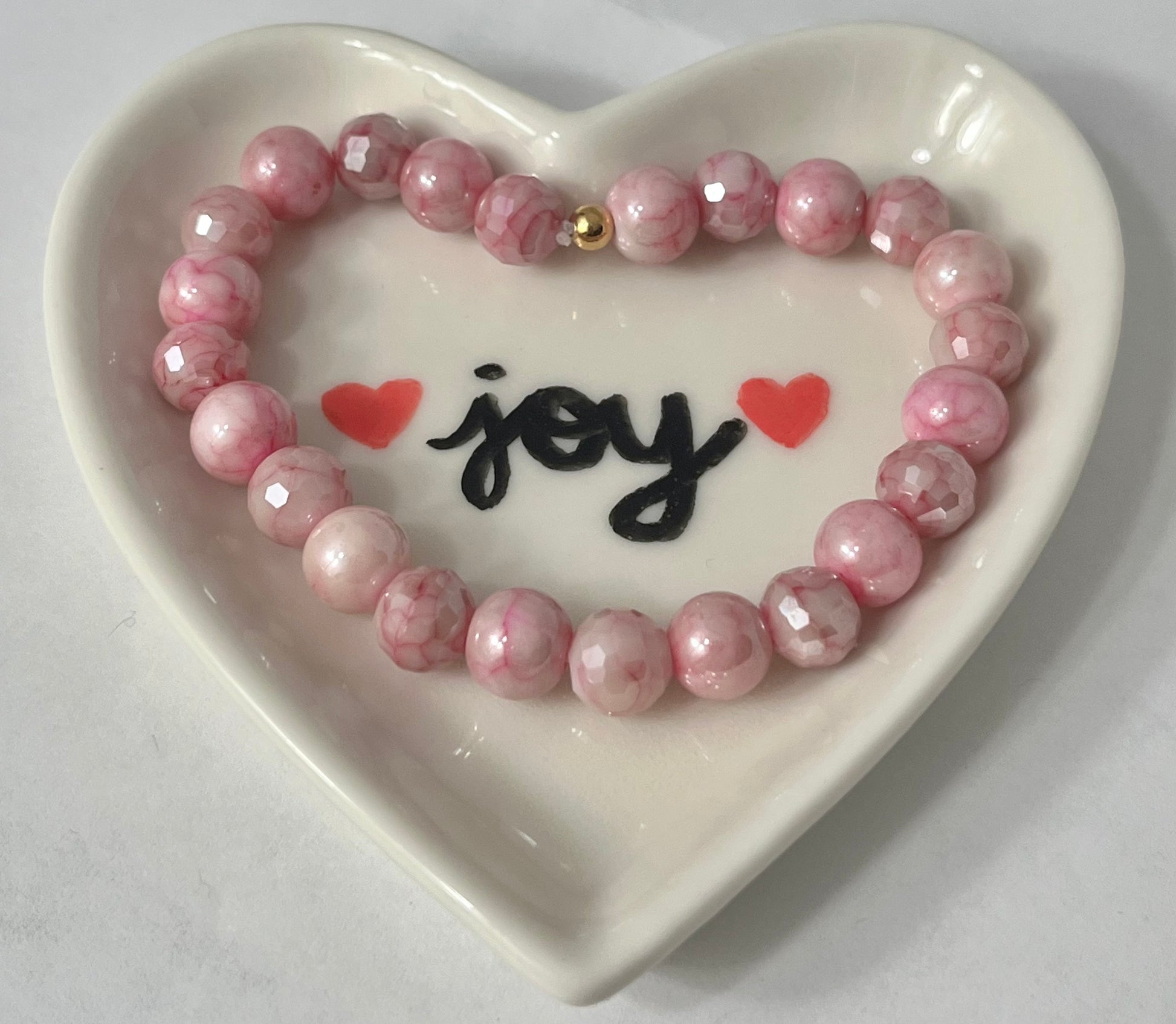 Joy hand painted acrylic jewelry trinket dish