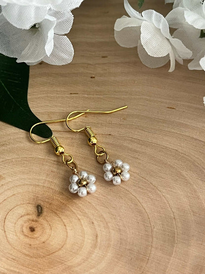 Gold Flower Earrings, faith-inspired floral jewelry with gold finish