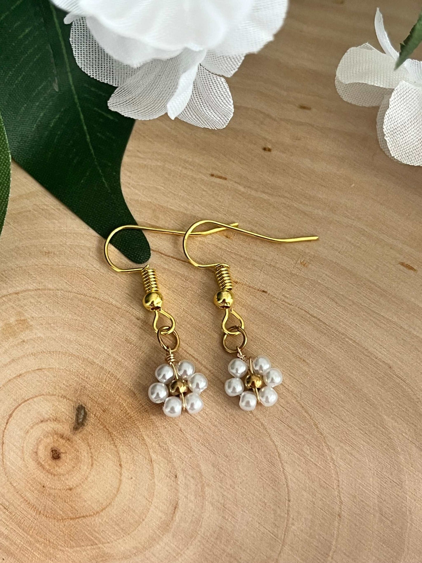 Gold Flower Earrings, faith-inspired floral jewelry with gold finish