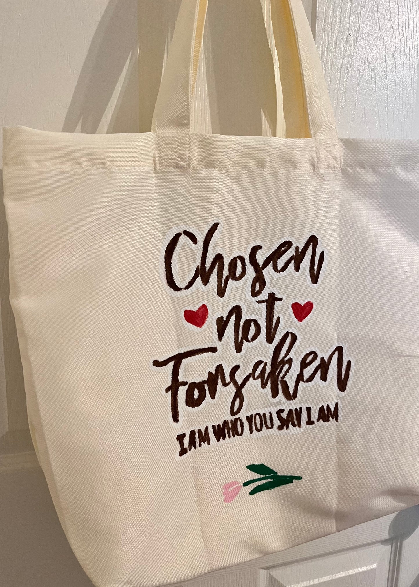 Chosen not forsaken reusable tote bag