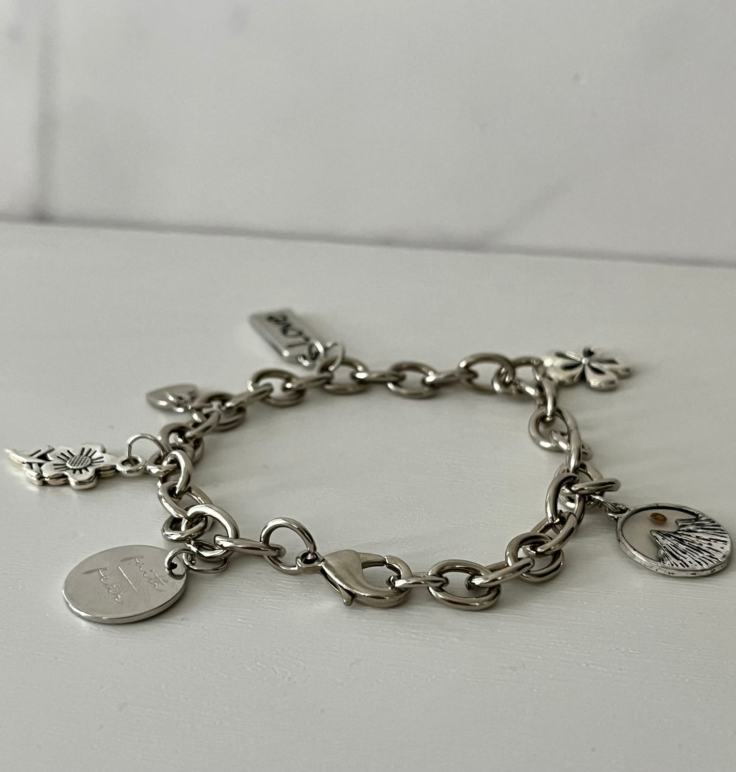 Christian Sterling silver charm bracelet