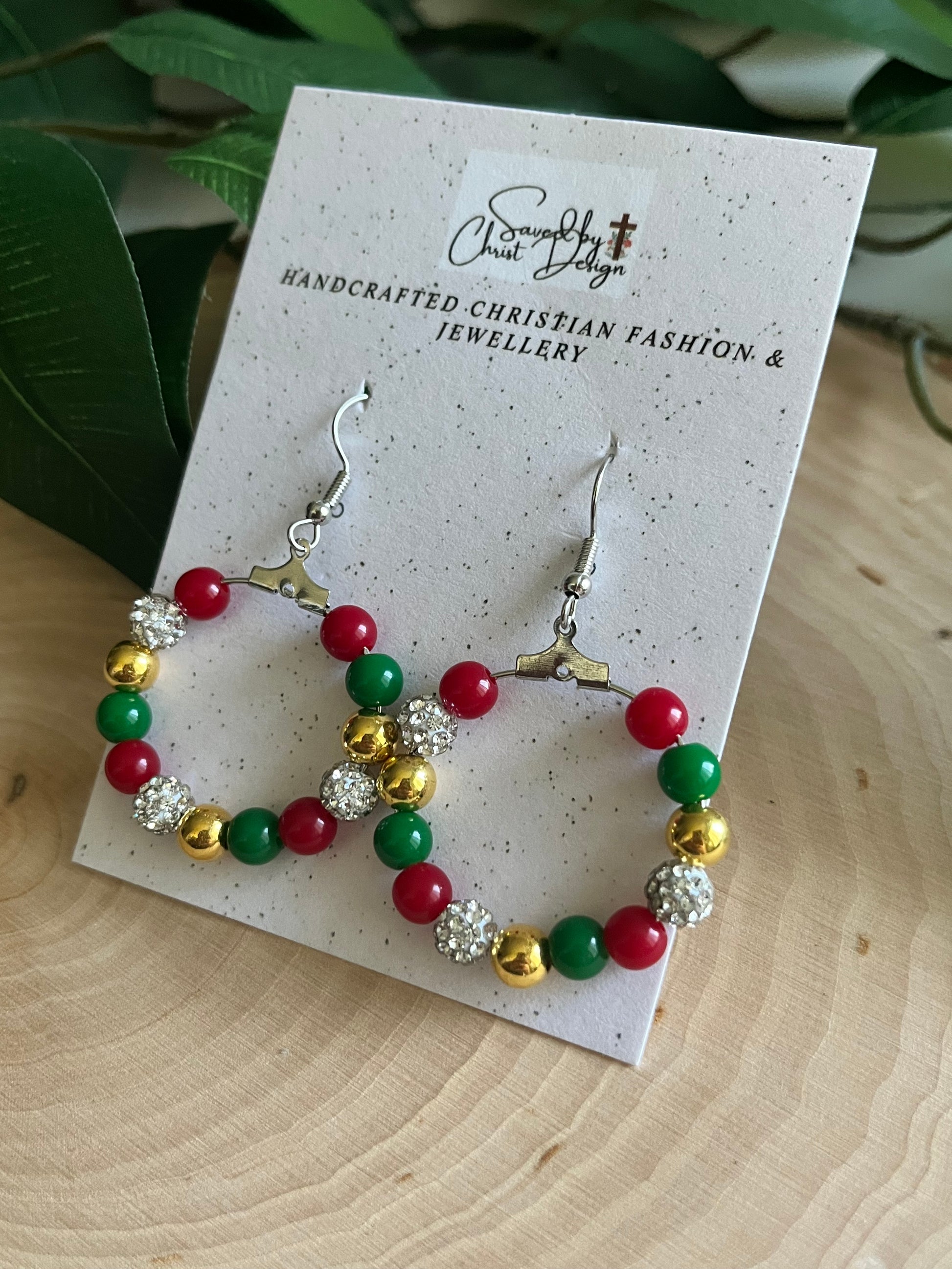 Christmas Hoop Earrings - Jesus Is The Reason Holiday Jewelry