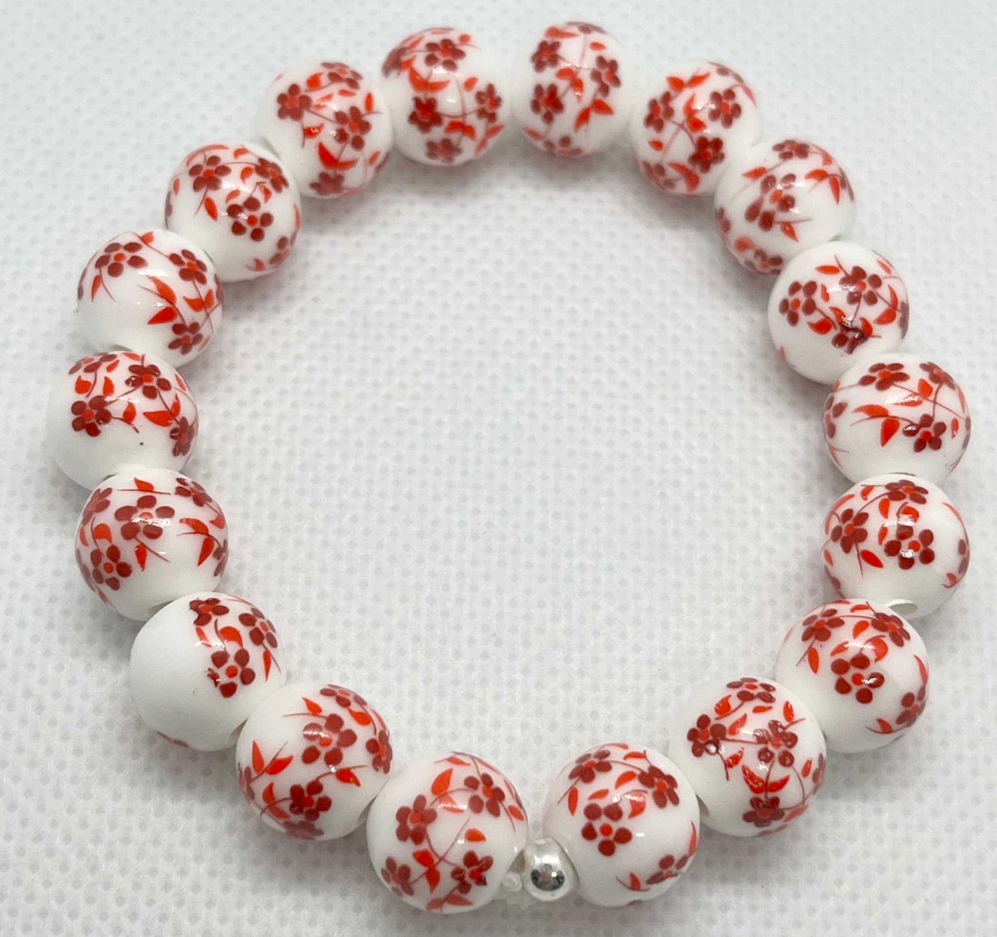 Bead Bracelet with Floral Ceramic Beads – Colorful Handmade Jewelry

