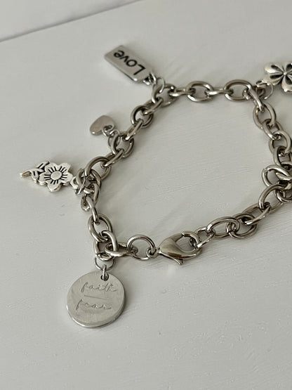 Christian Sterling silver charm bracelet