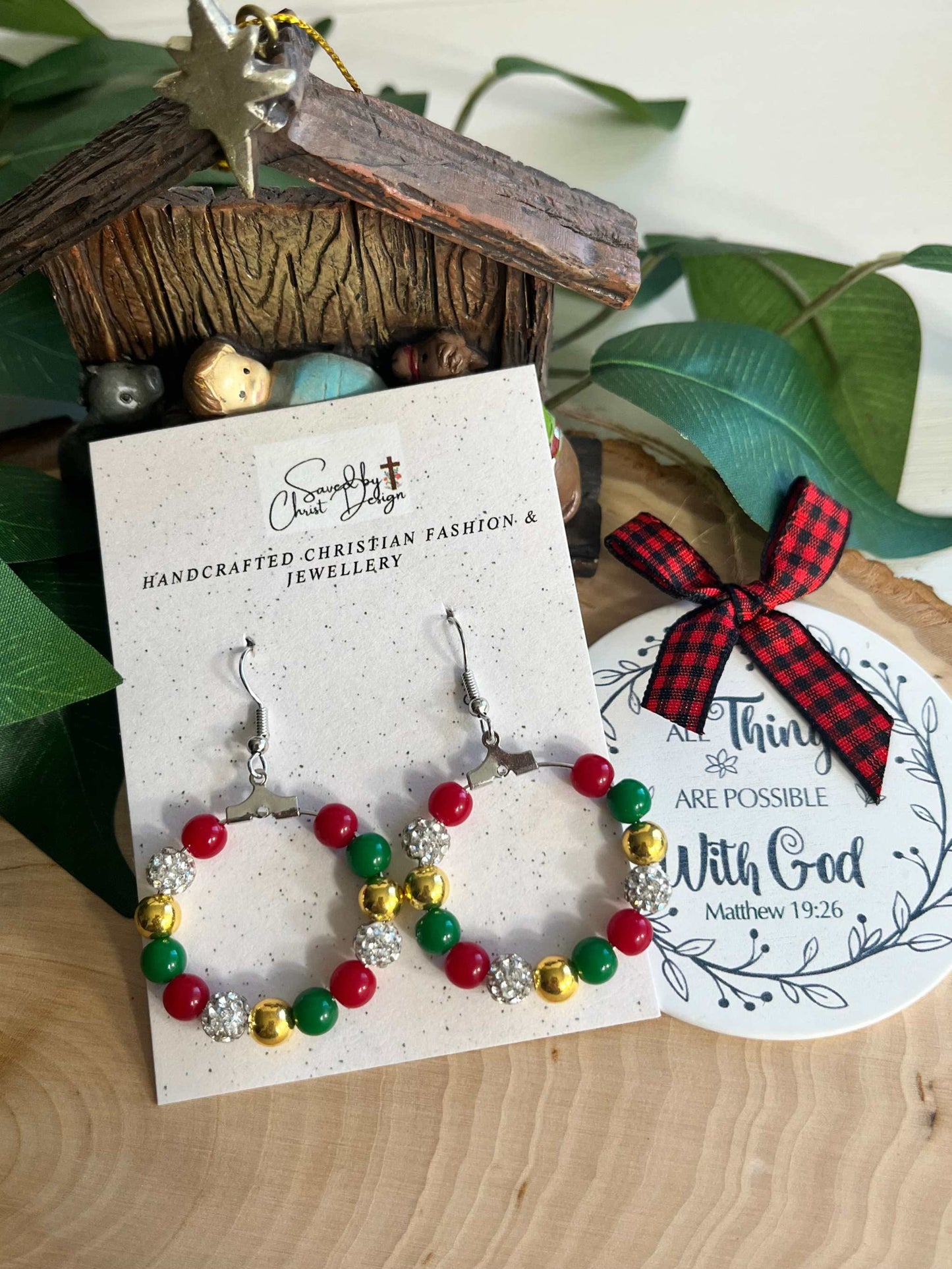 Christmas Hoop Earrings - Jesus Is The Reason Holiday Jewelry