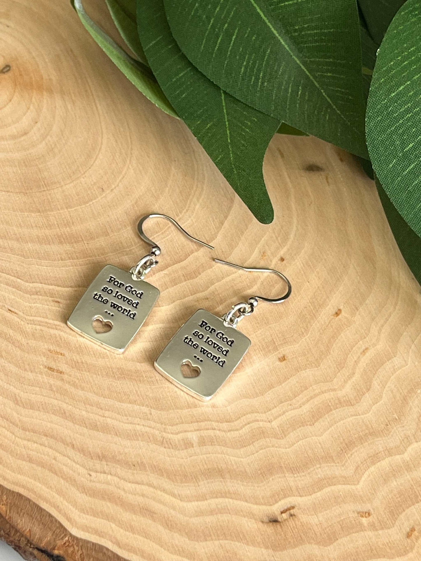 John 3:16 Silver Earrings - Handcrafted Christian Jewelry