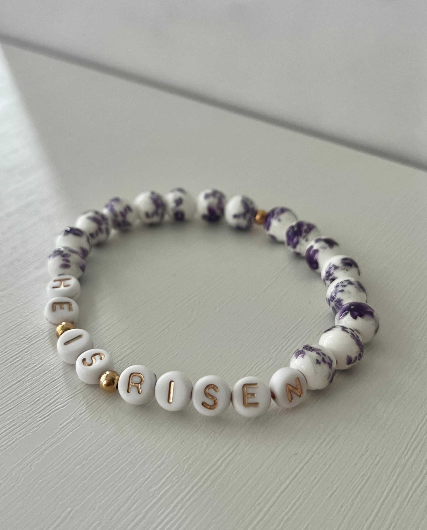 He Is Risen bead bracelet, Christian handmade jewelry.