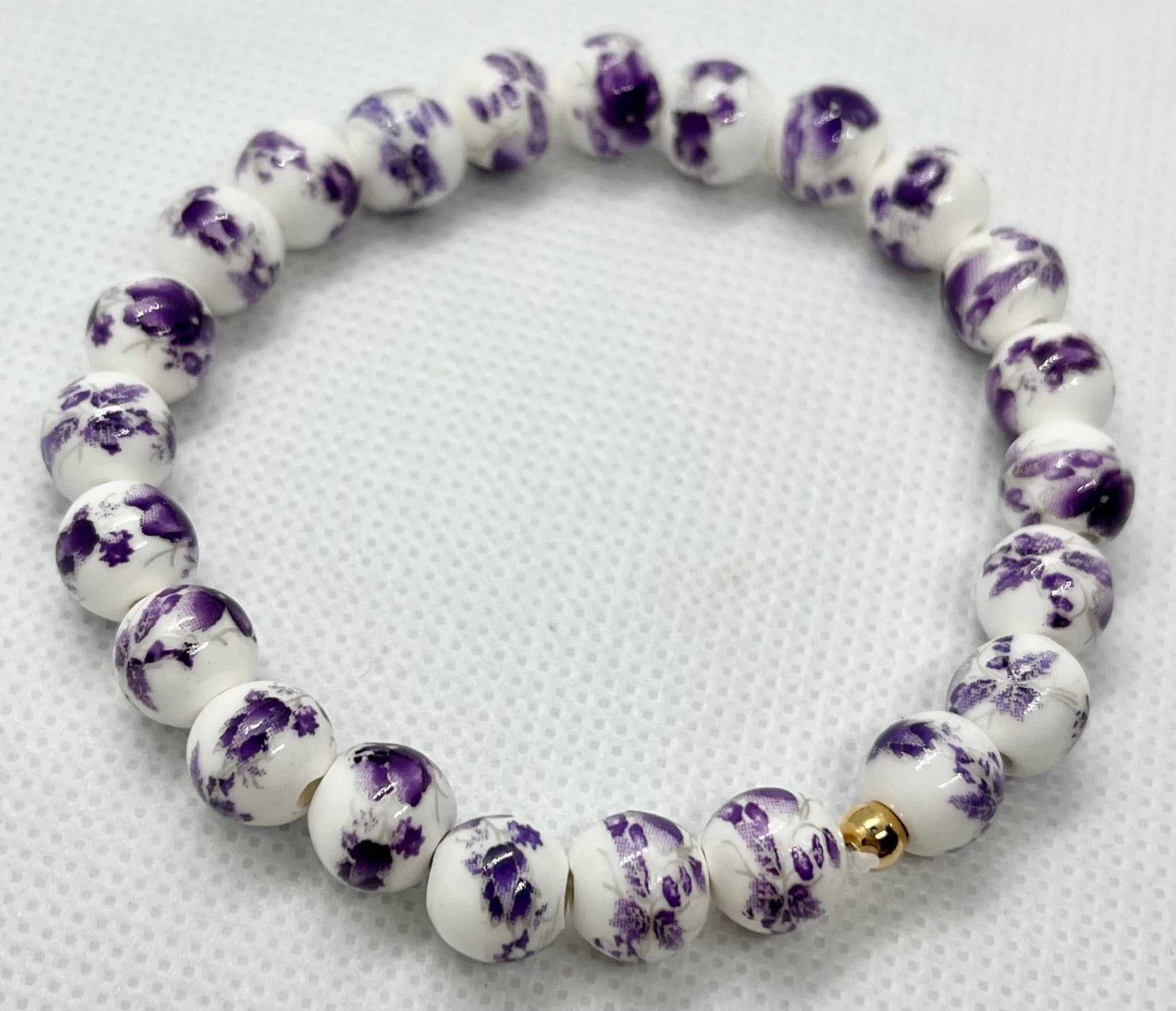 Bead Bracelet with Floral Ceramic Beads – Colorful Handmade Jewelry

