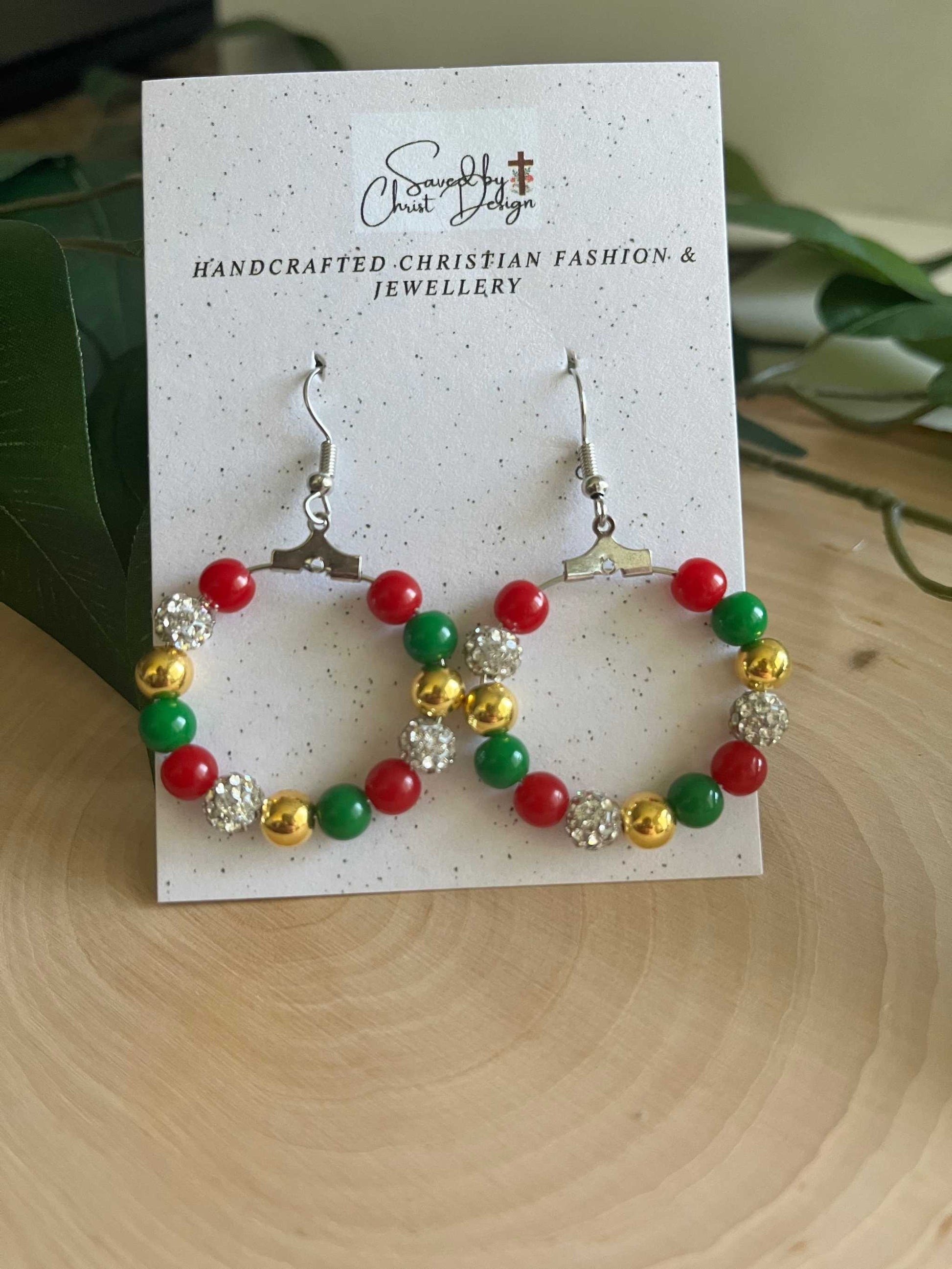 Christmas Hoop Earrings - Jesus Is The Reason Holiday Jewelry