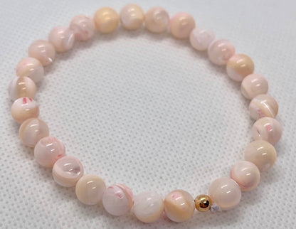 Pink mother of pearl stone bracelet