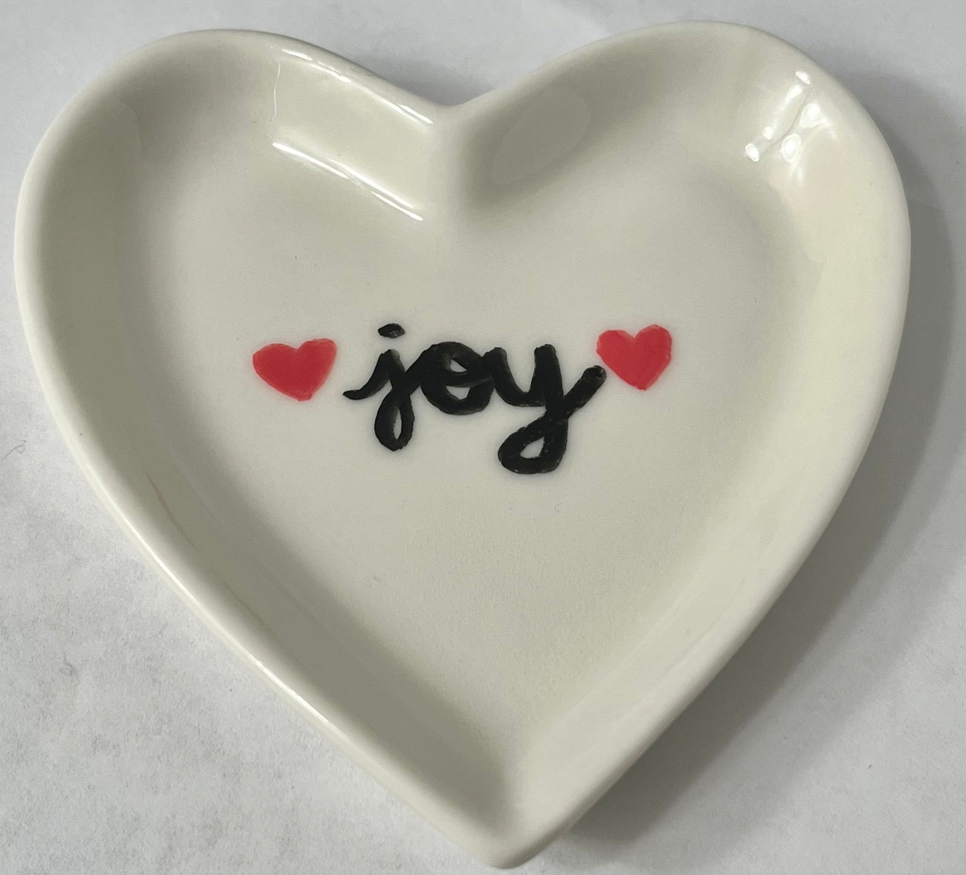 Joy hand painted acrylic jewelry trinket dish