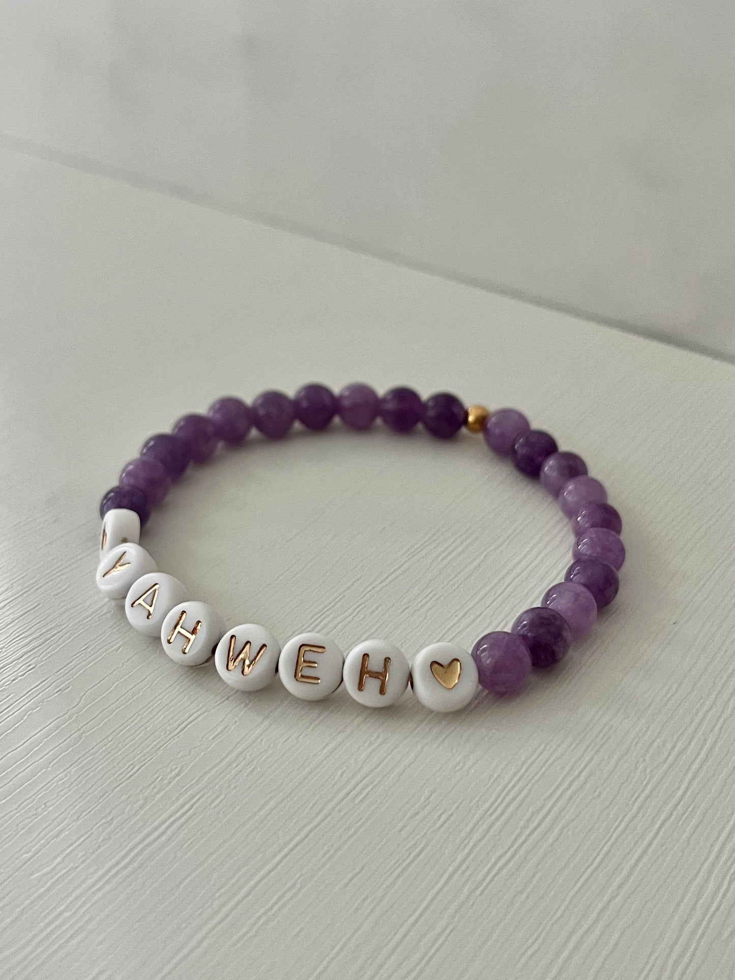 YAHWEH pink or purple multicolor marble stone bracelet