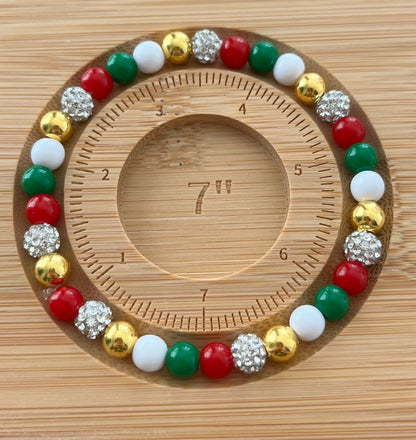 Christmas jeweled beaded bracelet multiple designs and colors