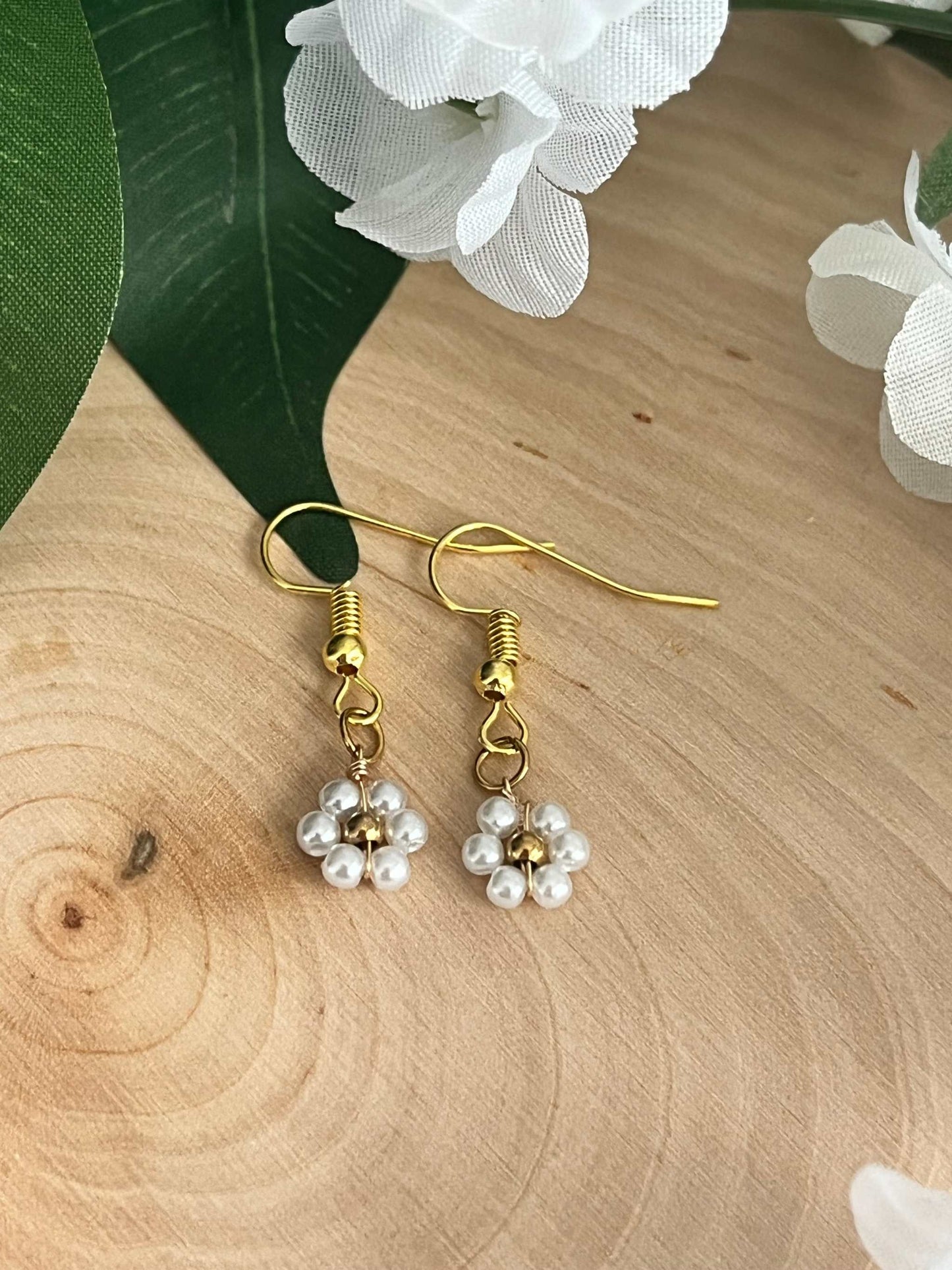 Gold Flower Earrings, faith-inspired floral jewelry with gold finish