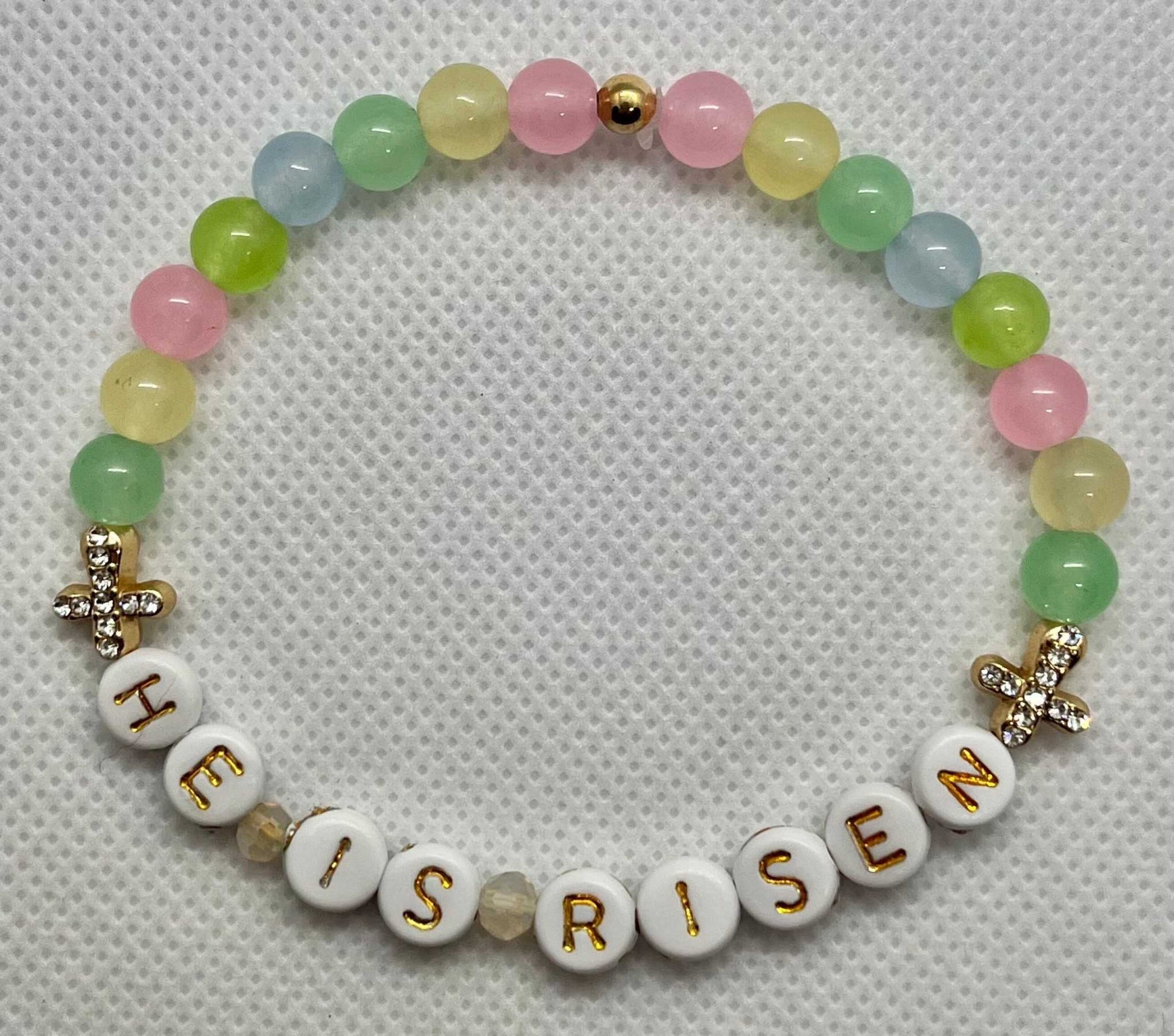 He Is Risen bead bracelet, Christian handmade jewelry.