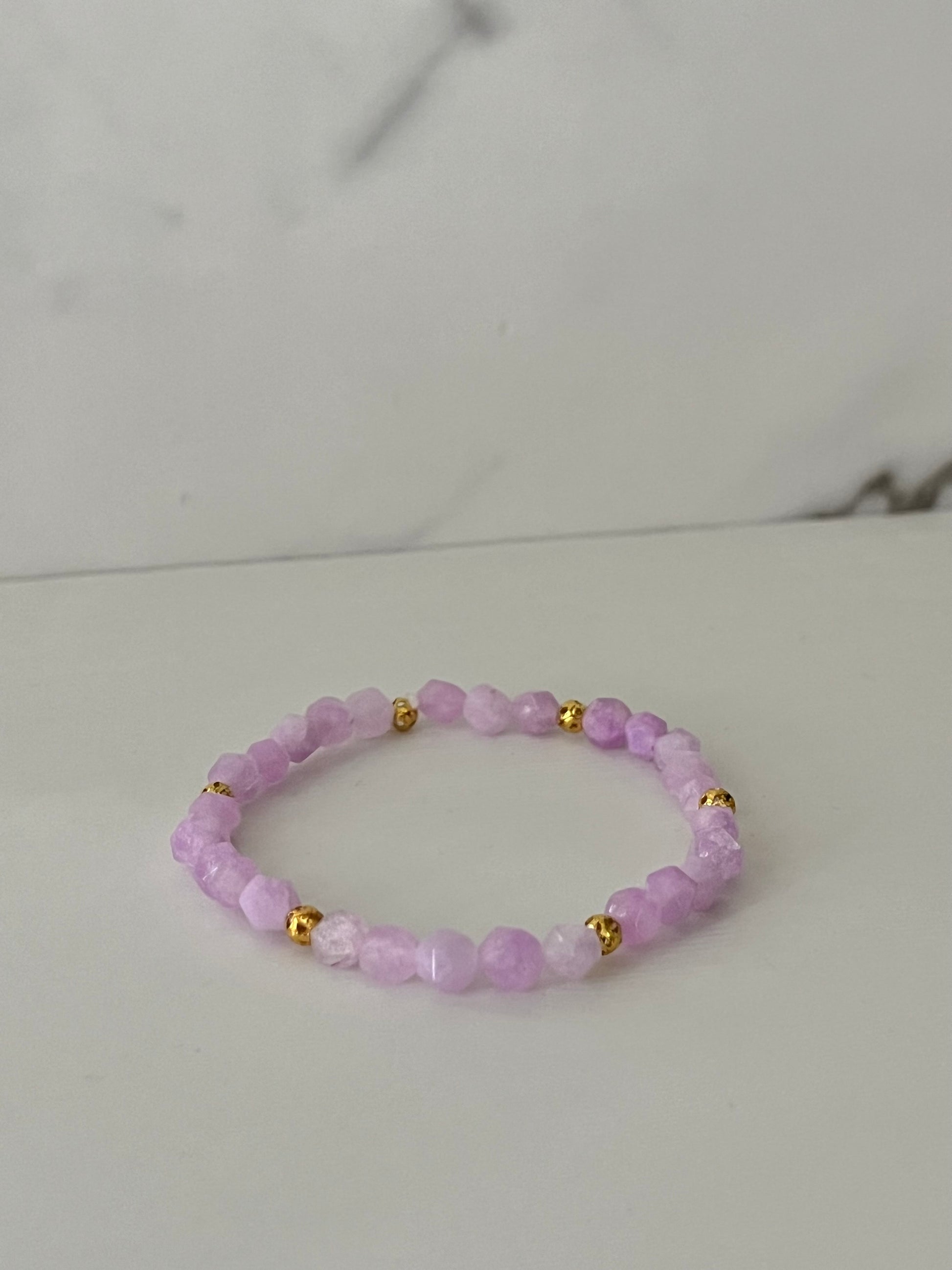 Lavender natural angelite stone beaded bracelet