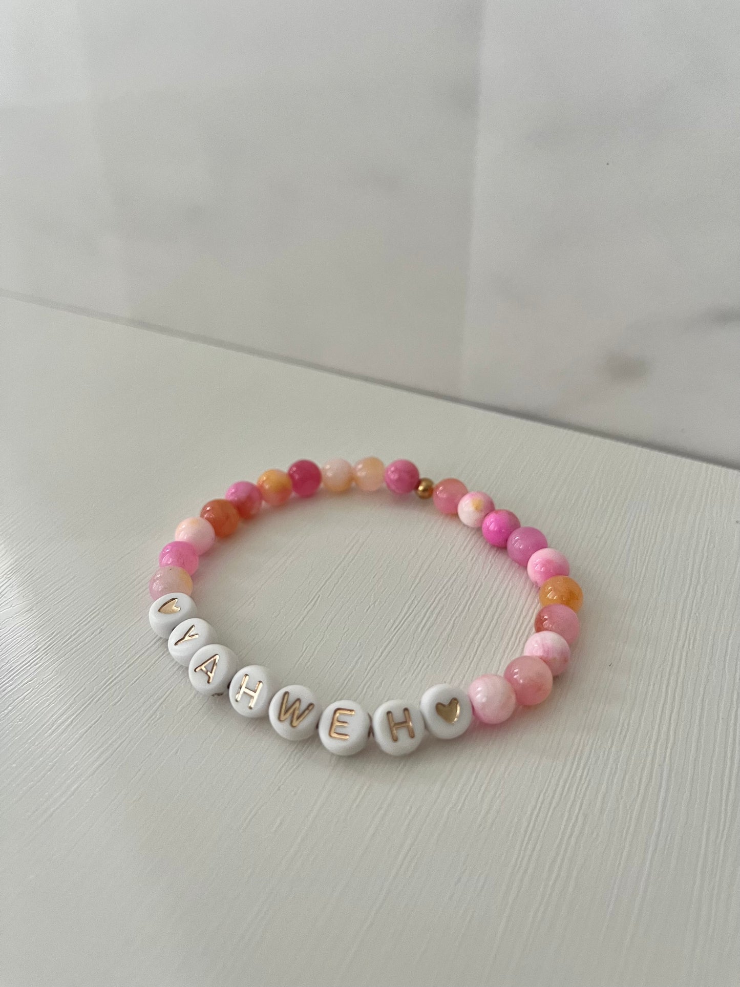 YAHWEH pink or purple multicolor marble stone bracelet