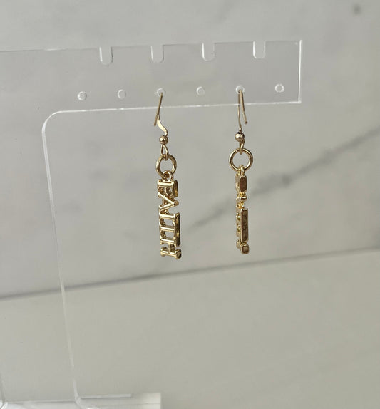 Faith 14k gold dangle hook earrings