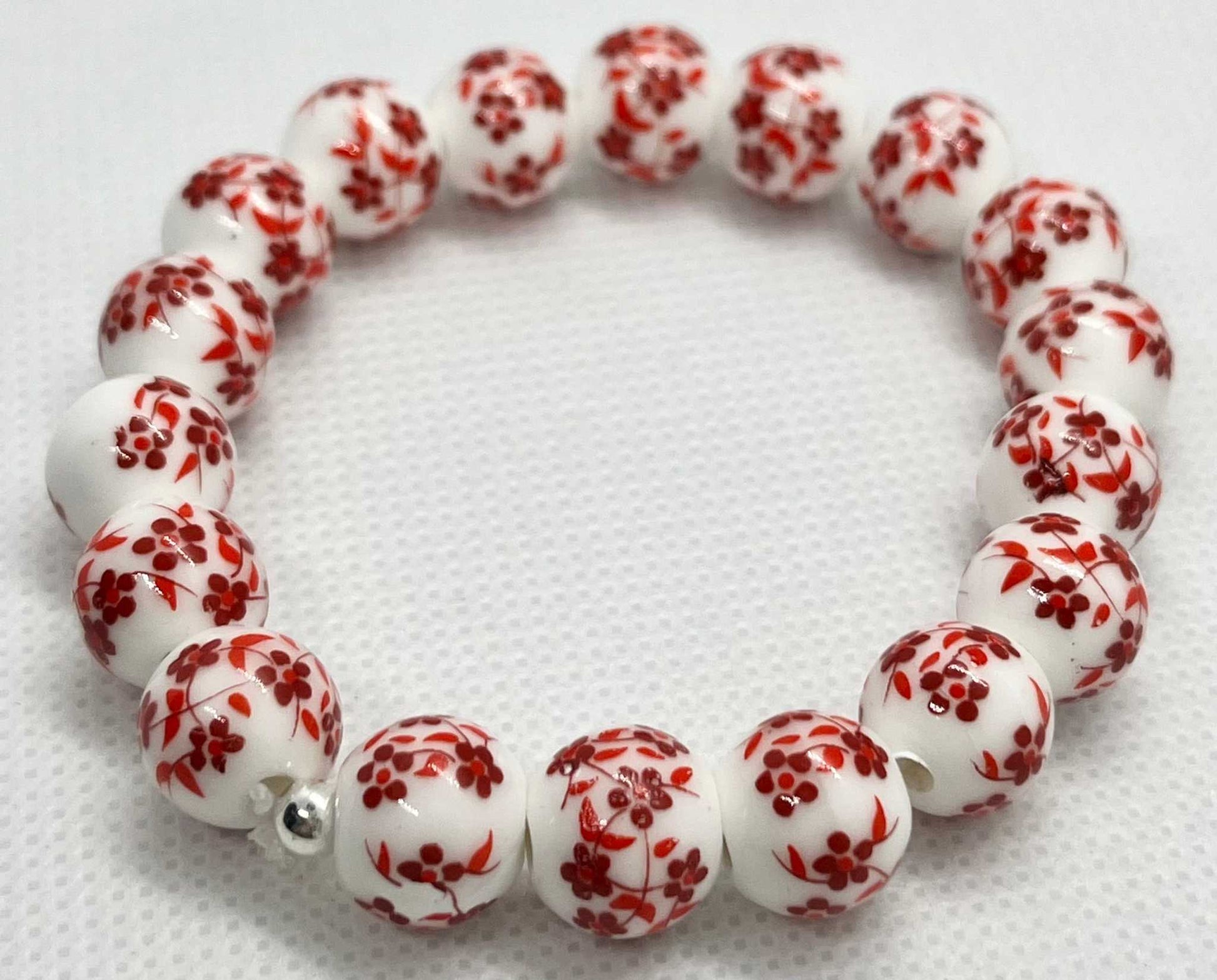 Bead Bracelet with Floral Ceramic Beads – Colorful Handmade Jewelry

