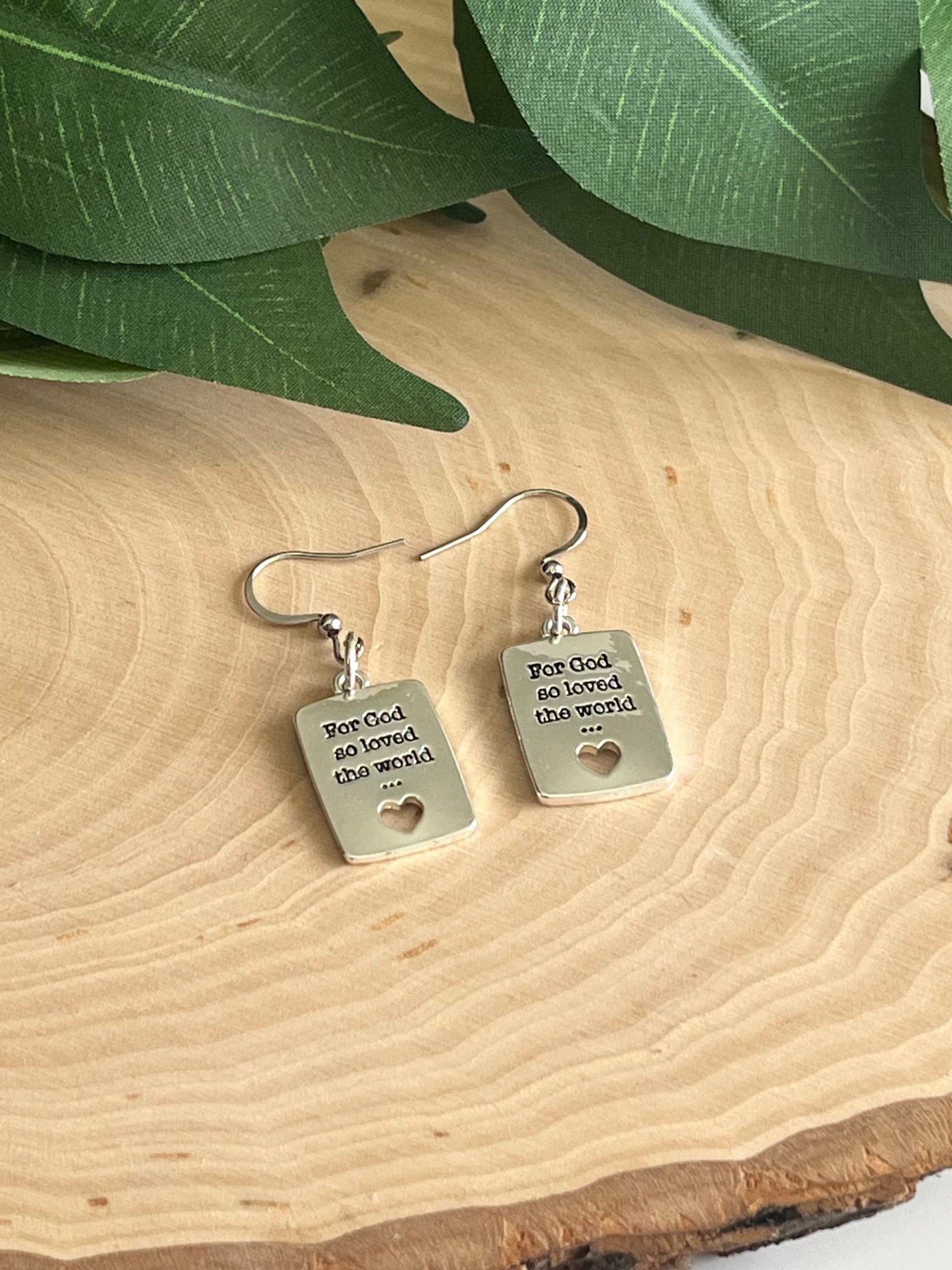 John 3:16 Silver Earrings - Handcrafted Christian Jewelry