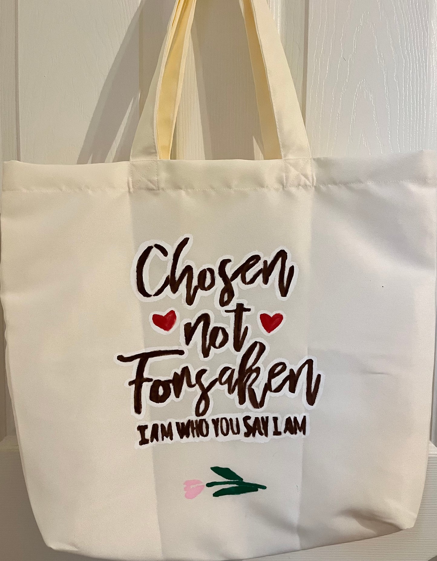 Chosen not forsaken reusable tote bag