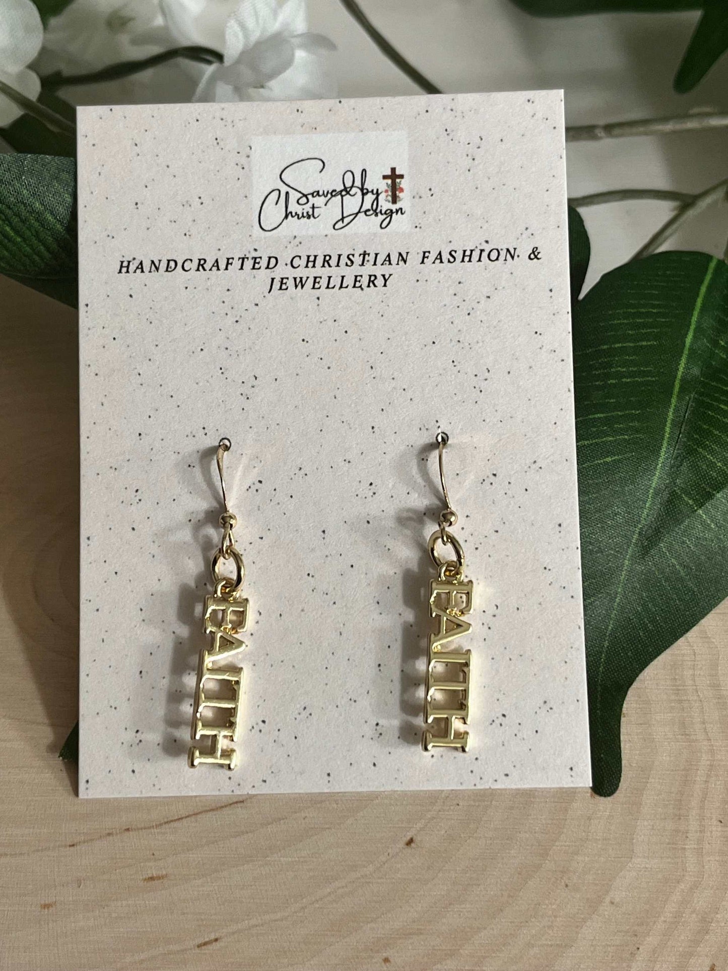 14K Gold Earrings with Faith Dangle Design – Christian Jewelry

