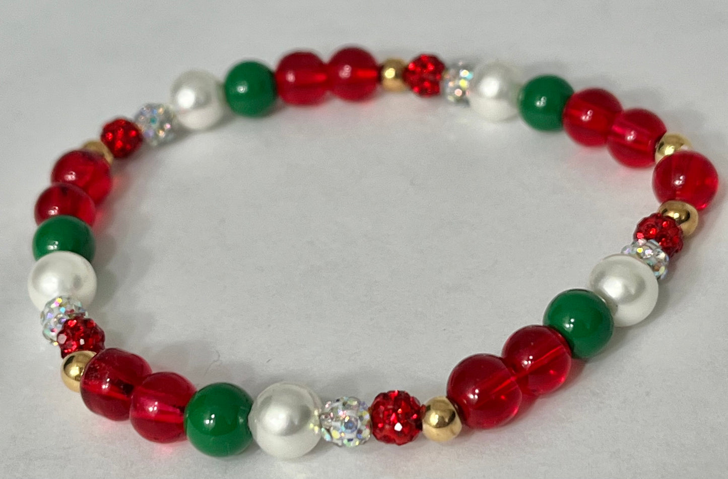 Christmas jeweled beaded bracelet multiple designs and colors