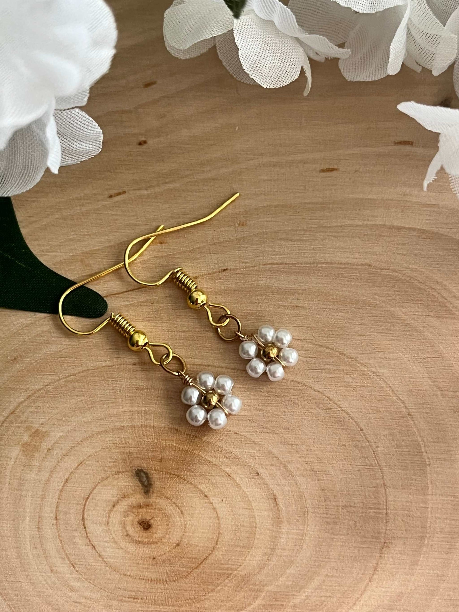 Gold Flower Earrings, faith-inspired floral jewelry with gold finish