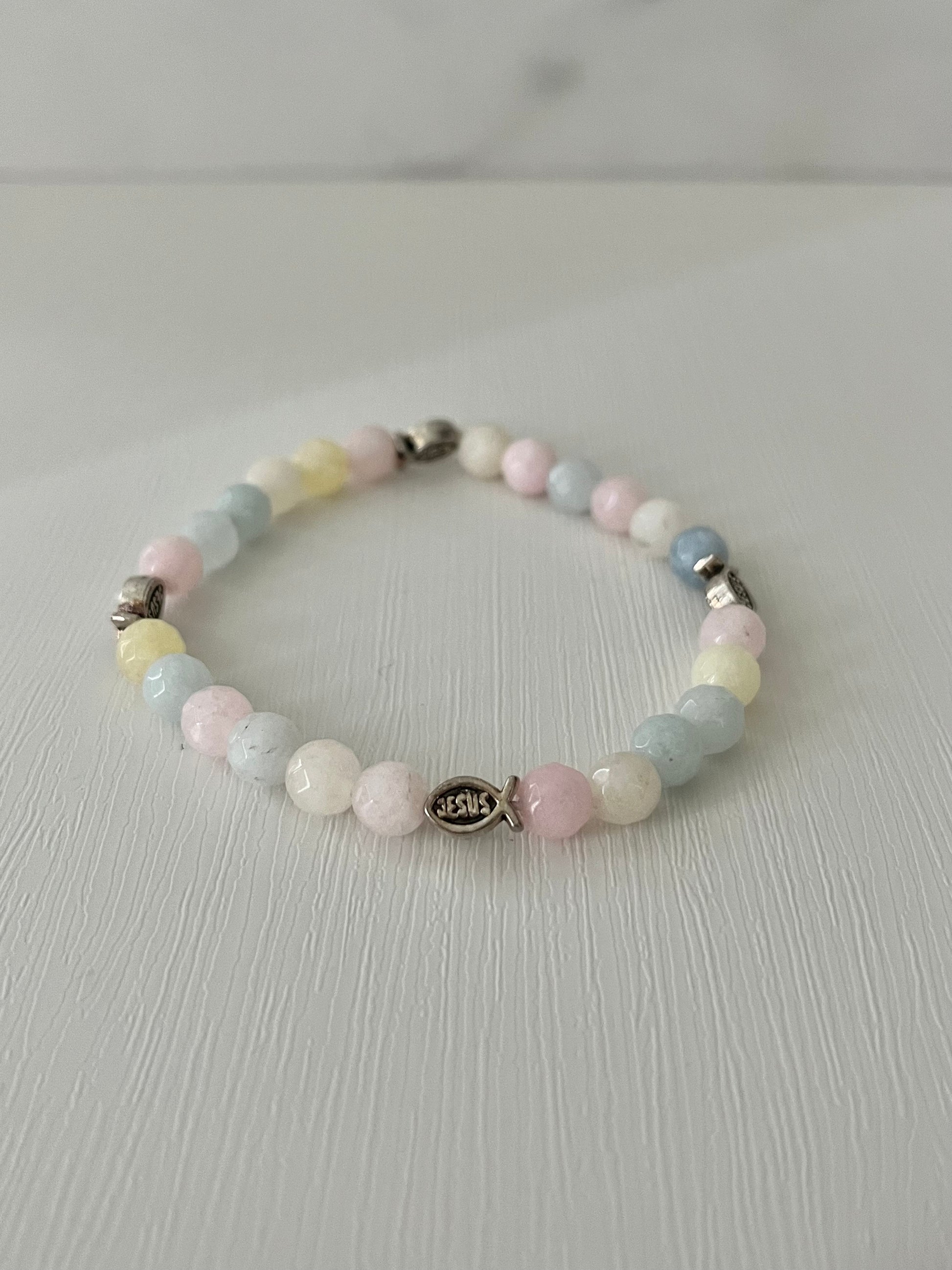 Multicolor Christian crystal beaded bracelet, stretch bracelet, stack bracelet, handmade bracelet, womens bracelet, charm bracelet