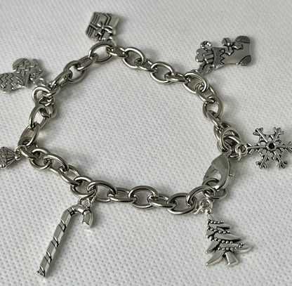 Silver Christmas charm bracelet