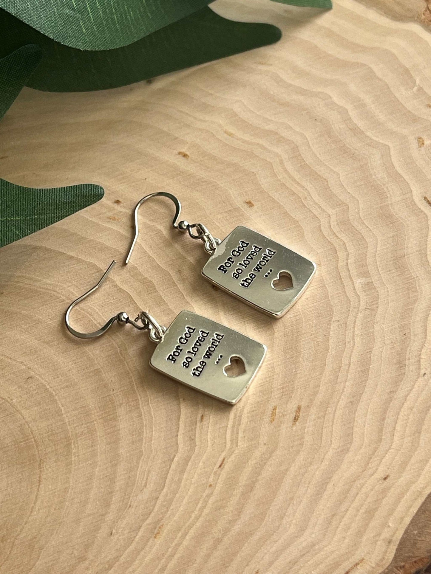 John 3:16 Silver Earrings - Handcrafted Christian Jewelry