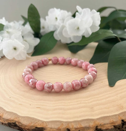 Pink White Marbled Bead Bracelet – Handmade Christian Jewelry

