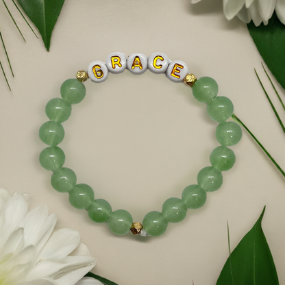 Grace green or gray glass beaded bracelet