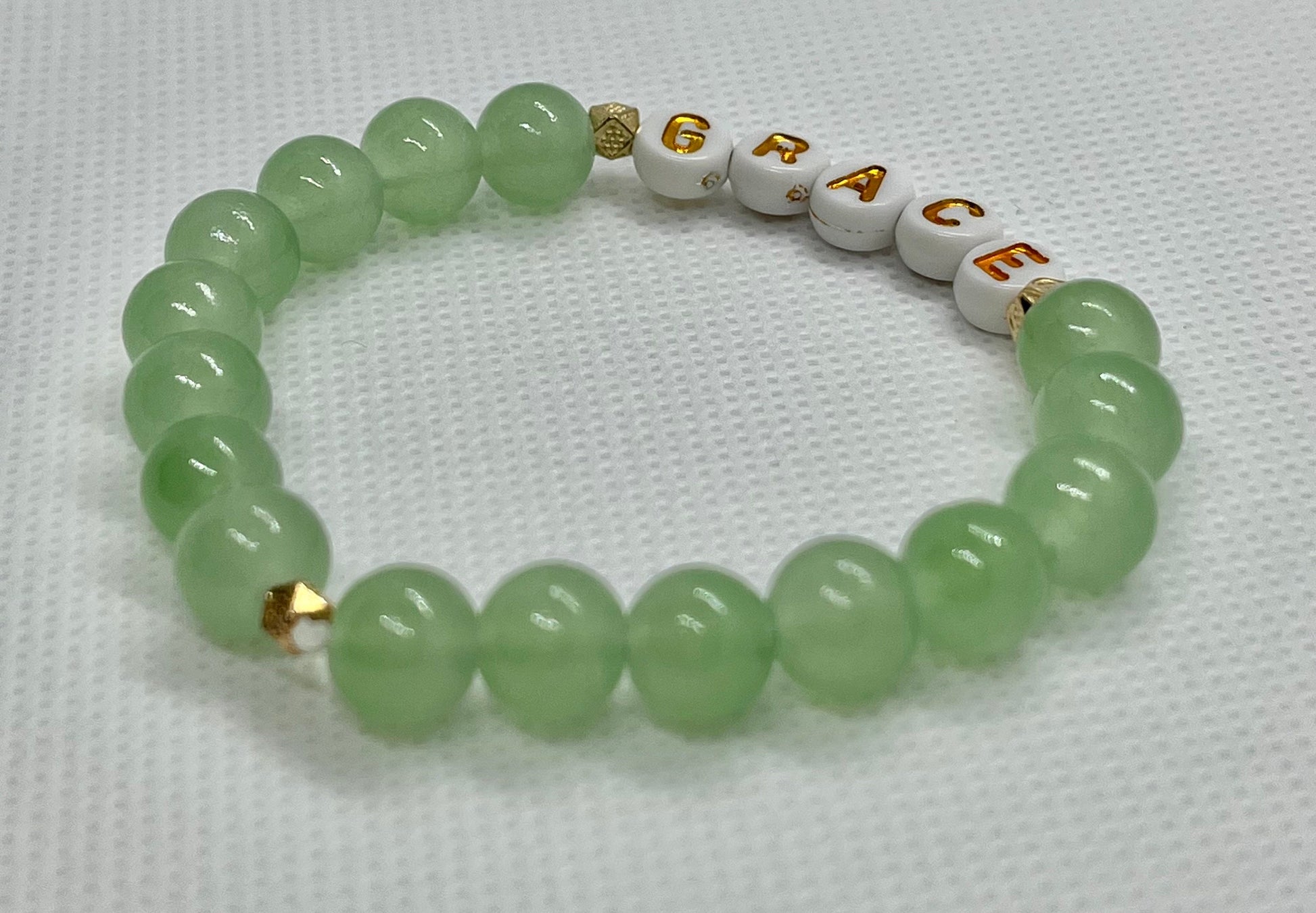  Grace green or gray glass beaded bracelet