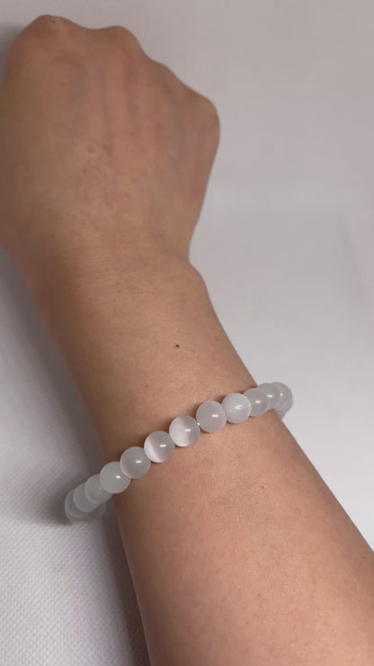 Bracelet en perles de verre en céramique blanche