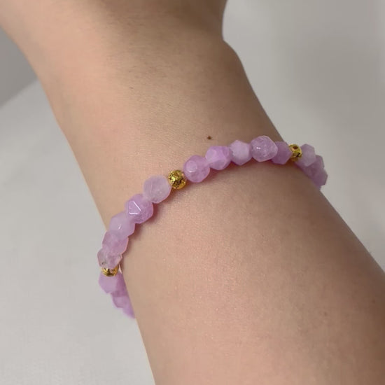 Lavender natural angelite stone beaded bracelet