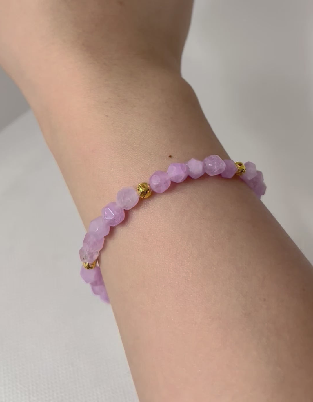 Lavender natural angelite stone beaded bracelet