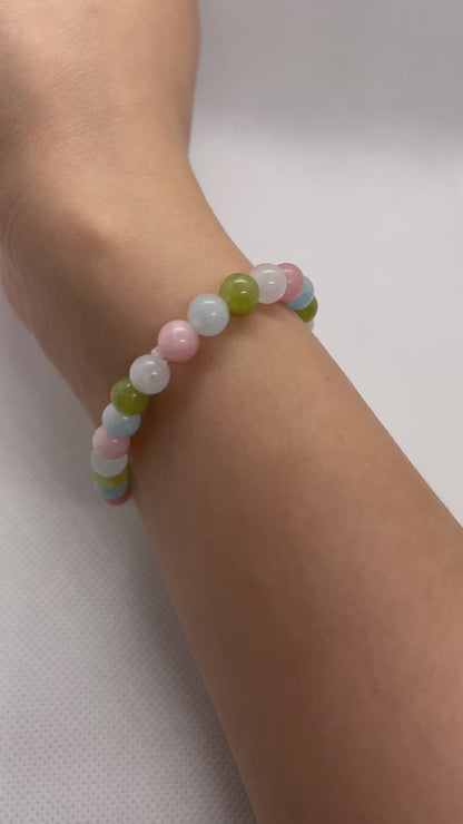 Multicolored spring opal beaded bracelet