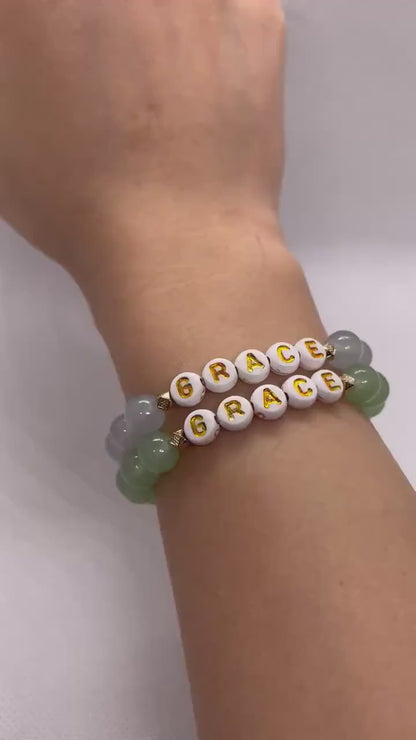 Grace green or gray glass beaded bracelet