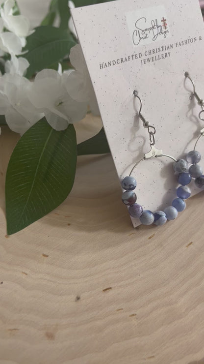 Blue Agate Earrings - Elegant Natural Stone Jewelry