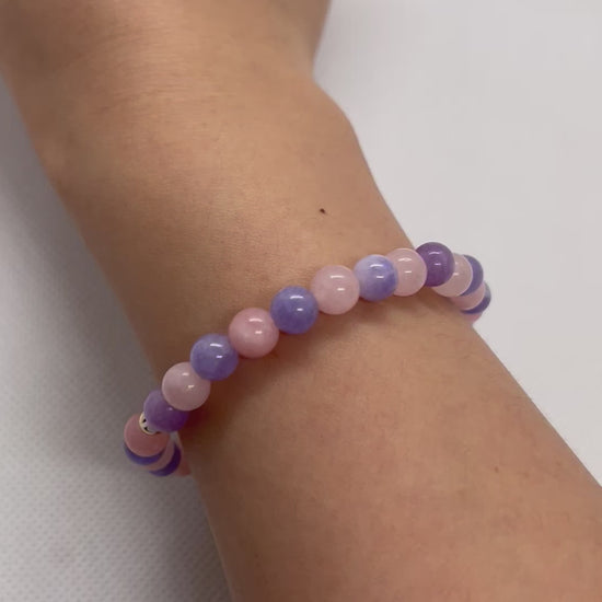 Pink and purple marble beaded bracelet