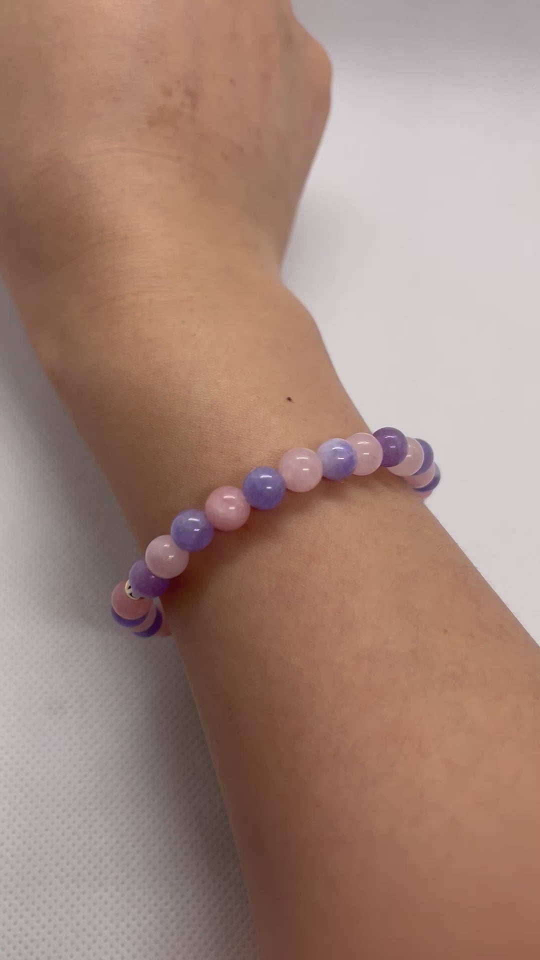 Pink and purple marble beaded bracelet