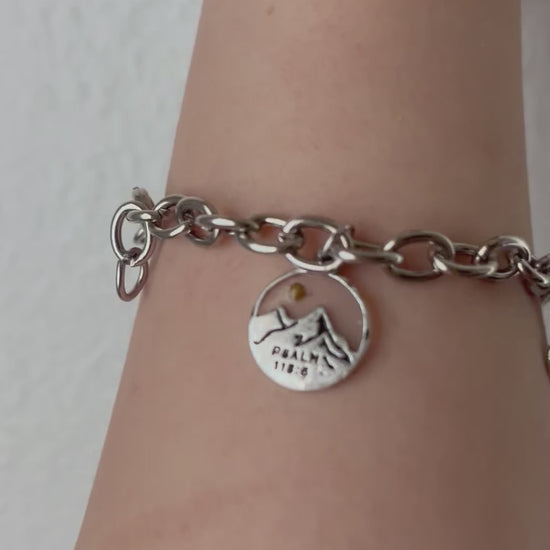 Christian Sterling silver charm bracelet