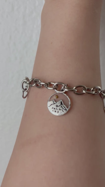 Christian Sterling silver charm bracelet