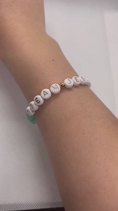 Bracelet Team Jesus vert ou rose/I love Jesus rose/Opale perles irisées plusieurs couleurs