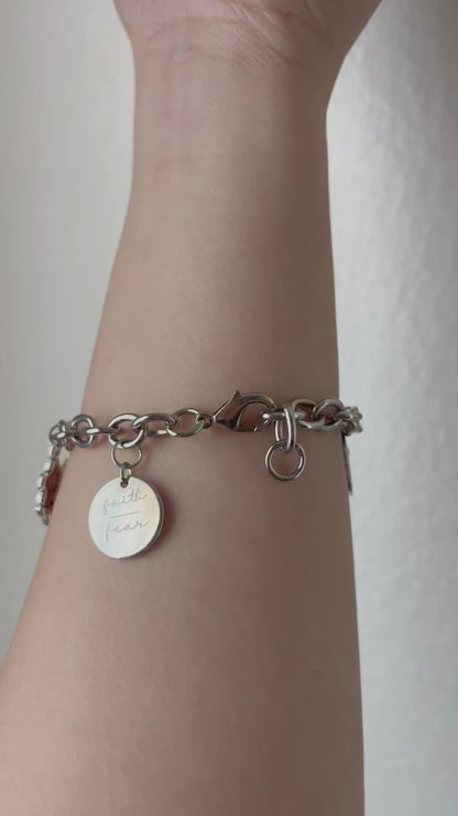 Christian Sterling silver charm bracelet