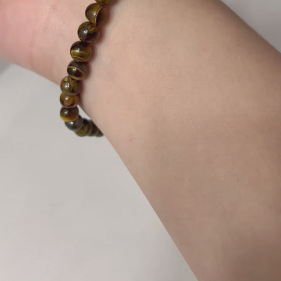 Natural tiger eye round beaded bracelet