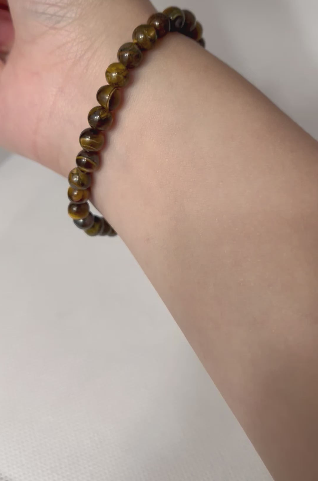 Natural tiger eye round beaded bracelet